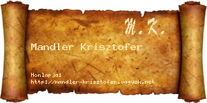 Mandler Krisztofer névjegykártya